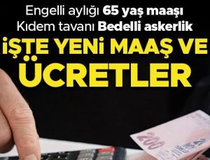 Engelli aylığı, 65 yaş aylığı, kıdem tazminatı tavanı, bedelli askerlik, evde bakım yardımı… İşte yeni maaş ve ücretler