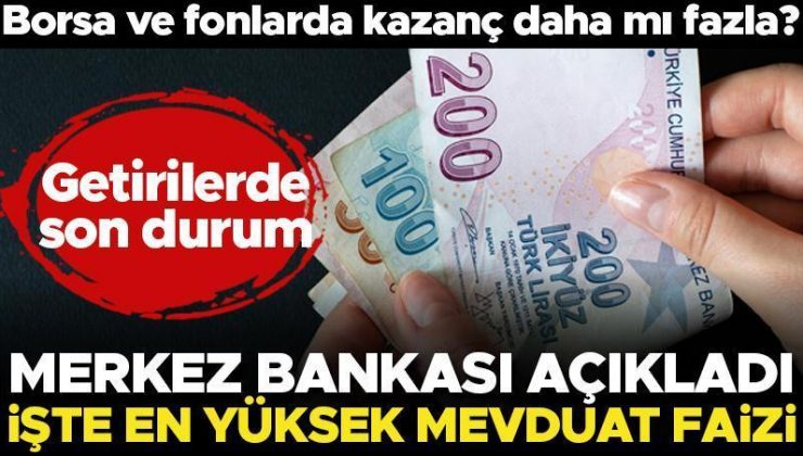 Merkez Bankası açıkladı… İşte en yüksek mevduat faizi… Borsa ve fonlarda kazanç daha mı fazla? İşte son durum…