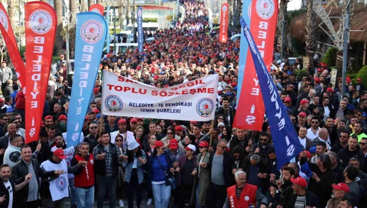 İzmir Büyükşehir Belediyesi’nde görevli 6 bin işçi eyleme çıktı, şehir ulaşımında aksama yaşandı