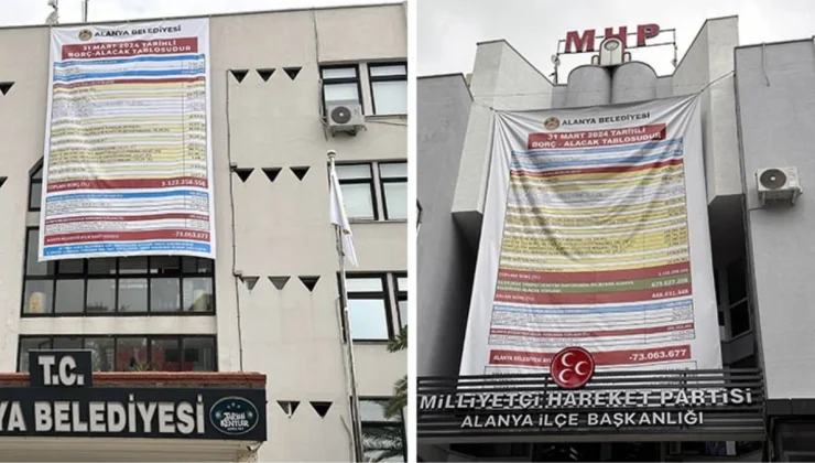 CHP’nin belediye binasına astığı borç afişine MHP’den alacak afişli cevap