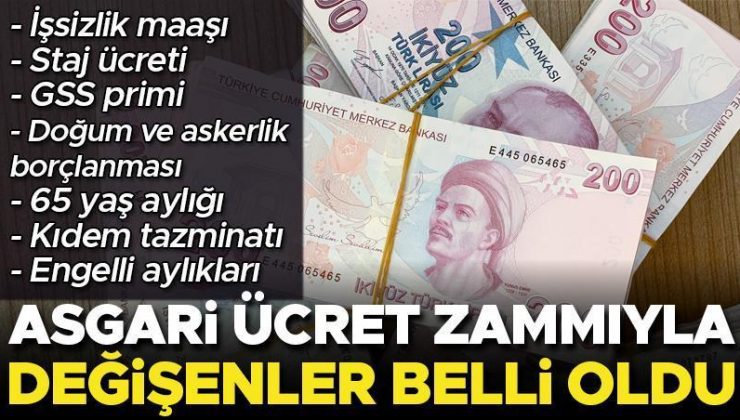 Asgari ücret zammıyla değişenler belli oldu… İşte yeni işsizlik maaşı, staj ücreti, GSS primi, doğum ve askerlik borçlanması, 65 yaş aylığı, kıdem…