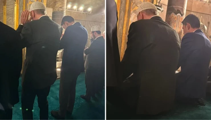 Cumhurbaşkanı Erdoğan Murat Kurum ile birlikte Ayasofya Camii’nde